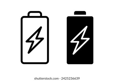 Battery icon vector set. Battery charging symbol