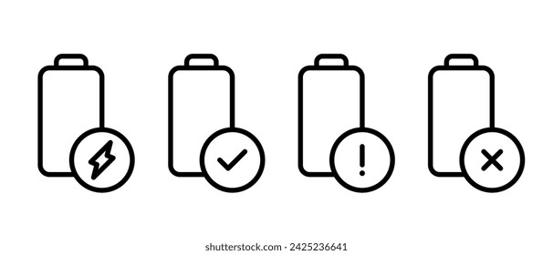 Battery icon vector set. Battery indicator symbol