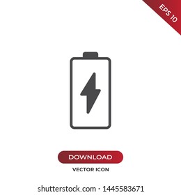 Battery icon vector. Simple battery sign in modern design style for web site and mobile app. EPS10