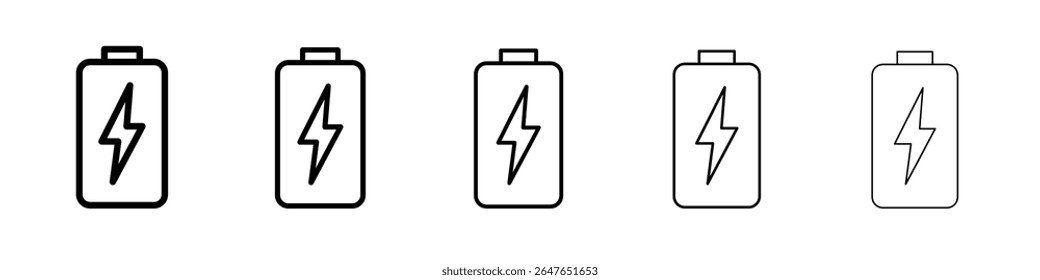 battery icon vector thin outline style sign