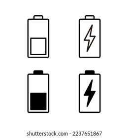 Vector de iconos de la batería para aplicaciones web y móviles. símbolo y signo de carga de batería. nivel de carga de la batería