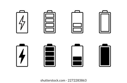 Akkusymbol-Vektorgrafik für Web- und Mobile-App. Batterieaufladezeichen und -symbol. Batterieladung