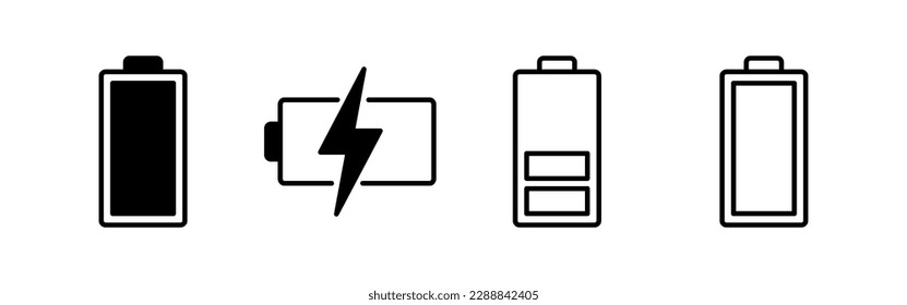 Vector de iconos de la batería para aplicaciones web y móviles. símbolo y signo de carga de batería. nivel de carga de la batería