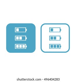 Battery icon vector. White and blue