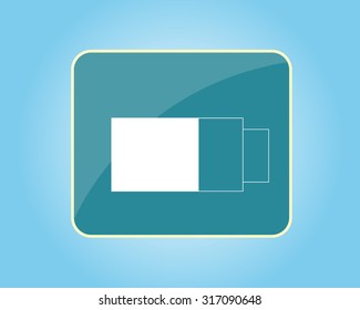 Battery icon white on blue background vector.