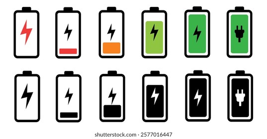 Battery icons art vector illustration. symbol charge battery 