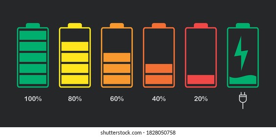 Battery Icons. Battery charge indicator icons