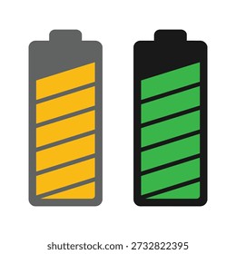 Battery icons in different charge levels on white background icon