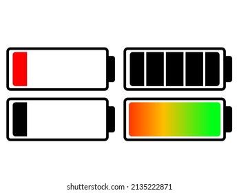 battery icons, different charges, from low, to full
