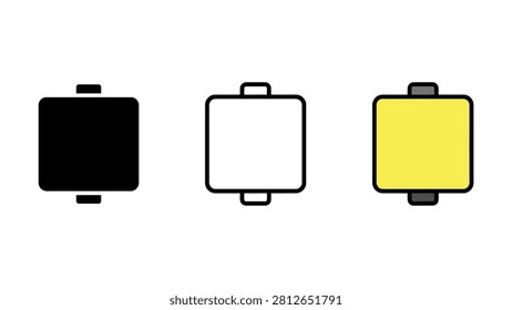 Battery icons in different states of charge on white background