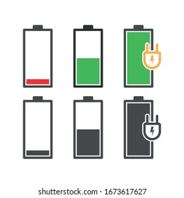 The battery icons. Flat icons set on blank background