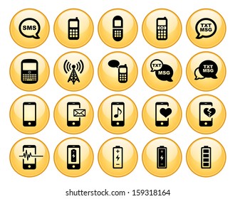Battery Icons Gold Button Icon Set
