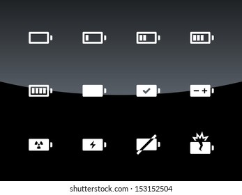 Battery icons on black background. Vector illustration.