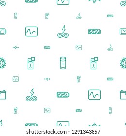 battery icons pattern seamless white background. Included editable outline endless battery, electricity, no charge, sun battery, broken icons. icons for web and mobile.