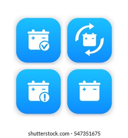 Battery icons, replacement, accumulator warning signs