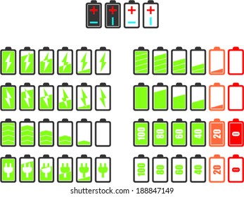 Battery icons set