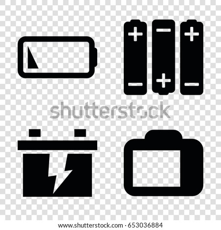 Battery icons set. set of 4 battery filled icons such as