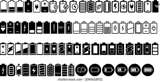Juego de iconos de la batería. Icono indicador de carga de la batería. Ilustración vectorial. sobre fondo blanco