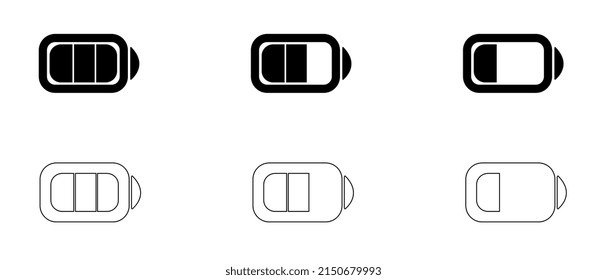 Juego de iconos de la batería. Señal de nivel de carga de la batería.	