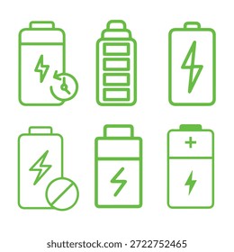 Battery icons set. Battery charge level indicators icons set. Discharged and fully charged battery. level battery energy. Vector illustration	