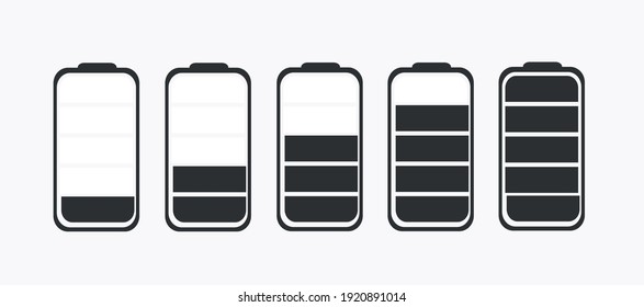 Battery icons set. Battery charging charge indicator icon. level battery energy.