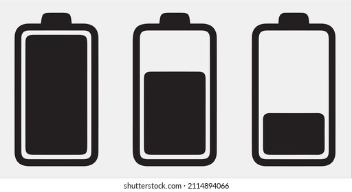 Battery icons set. charging charge indicator icon. level battery energy. battery capacity charge icon. Flat style Vector battery icon. Charge from high to low