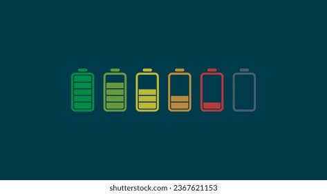 battery icons set colorful charging status