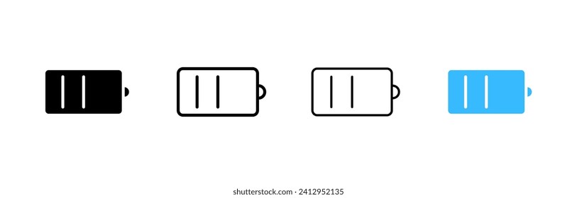 Battery icons set. Different styles, two battery sticks, energy design, battery set. Vector icons