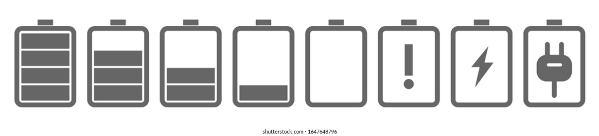 Iconos de batería, Estilo plano, vector.