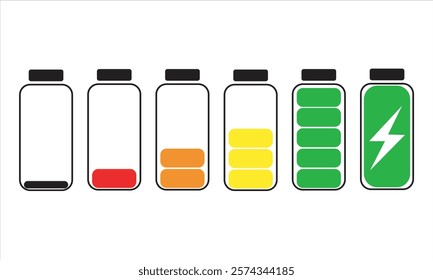 battery icons set. full battery charge