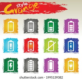 Battery icons set isolated for user interface design. Grange icons style