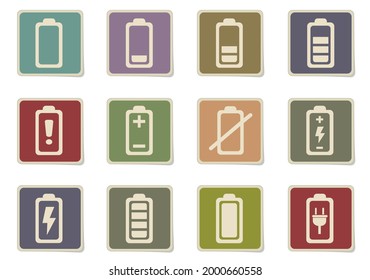 Battery icons set isolated for user interface design. paper stickers