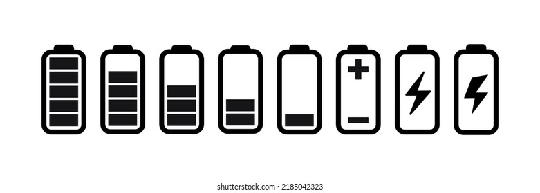 Battery Icons Set Battery Level Indicator Stock Vector (Royalty Free ...