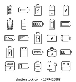 battery icons set line design