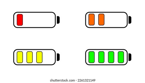 Battery icons set  on transparent background. Battery charge icon. 