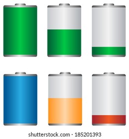 battery icons set on the white background.