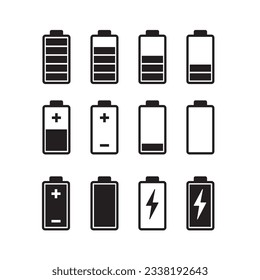 Battery icons set on white background vector illustration