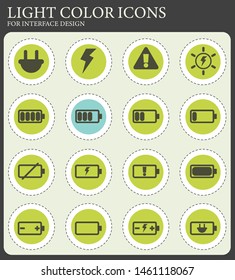 Battery icons set for user interface design. vector illustration