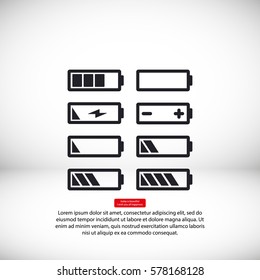 Battery icons set Vector 10 EPS