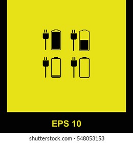 Battery icons set vector black icon. Isolated illustration. Business picture.