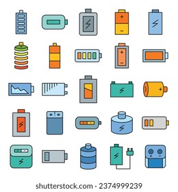 ilustración vectorial de iconos de batería