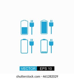 Battery icons set vector. Isolated blue icon on white background.