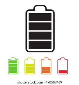 Battery Icons. Simple Vector Battery Life Symbols Set.
