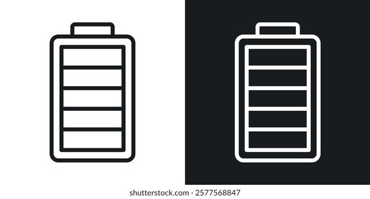 Battery icons in thin black and white stroke liner style