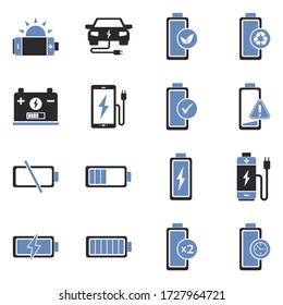 Iconos de batería. Diseño Plano De Dos Tonos. Ilustración vectorial.