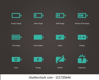 Battery icons. Vector illustration.