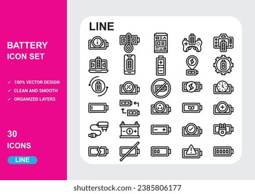 Battery Icons with White Background Free Vector