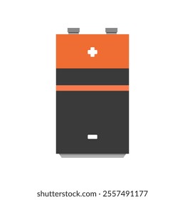 Battery illustrated on white background