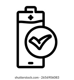 Vector de icono de línea incluido en la batería. Muestra incluida en la batería. Ilustración negra de contorno aislado