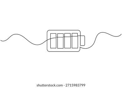 Indicador de batería de dibujo de línea continua, energía y concepto de potencia.